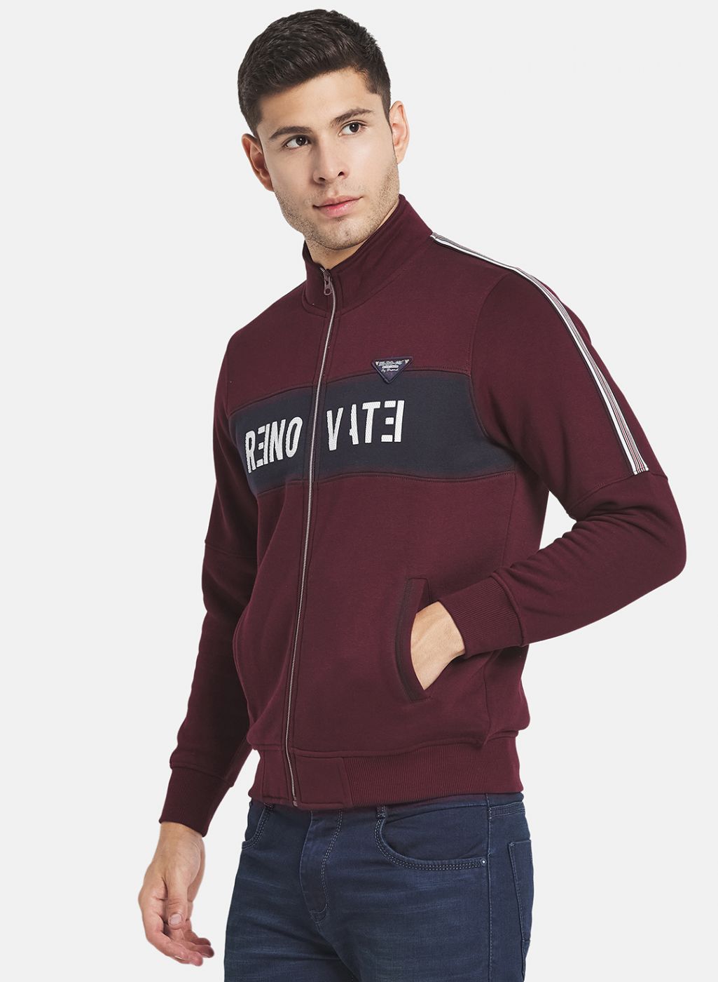 Men Maroon Printed Sweatshirt