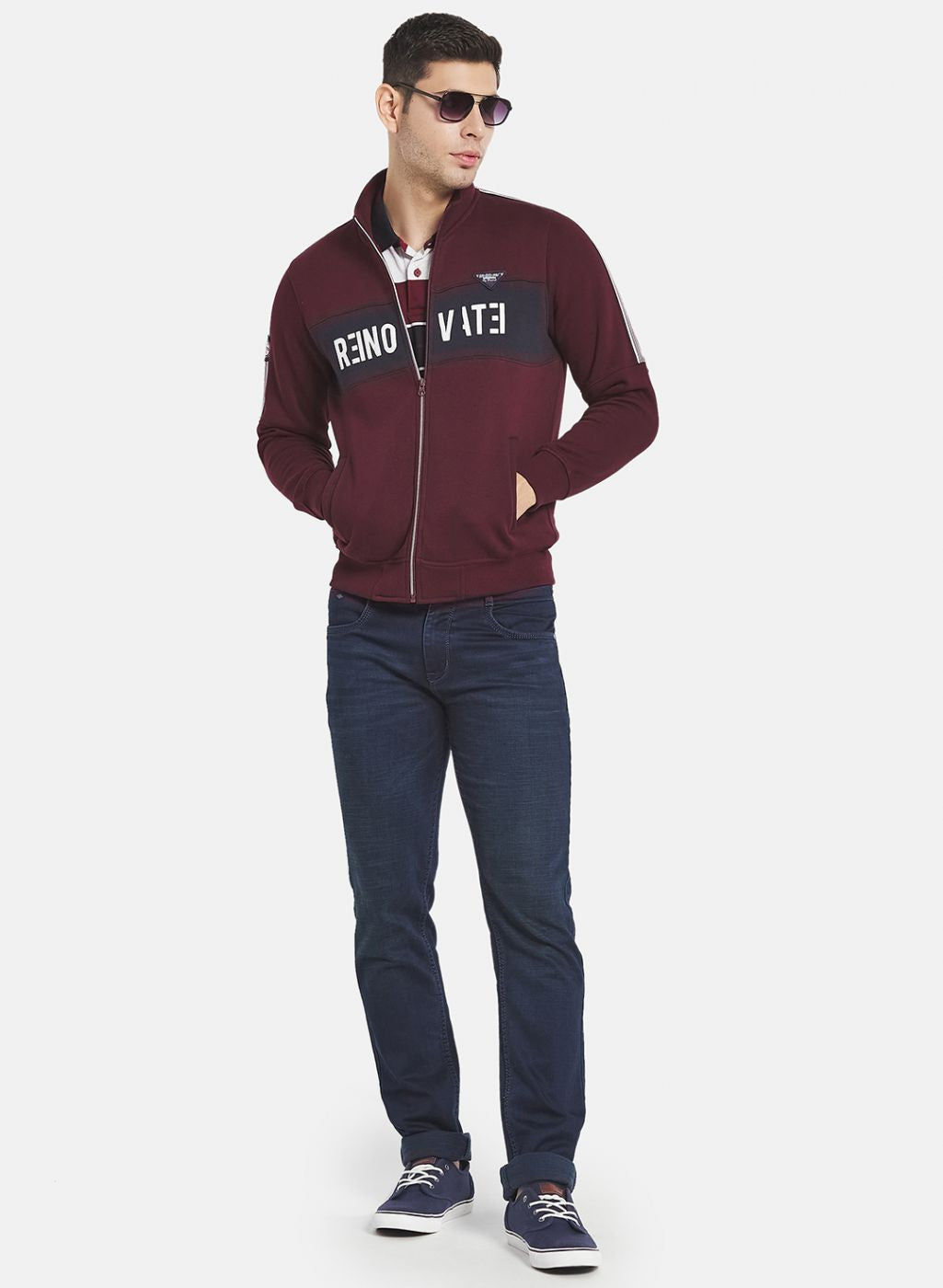 Men Maroon Printed Sweatshirt