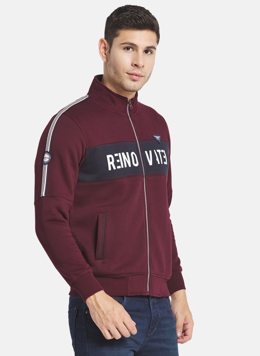 Men Maroon Printed Sweatshirt