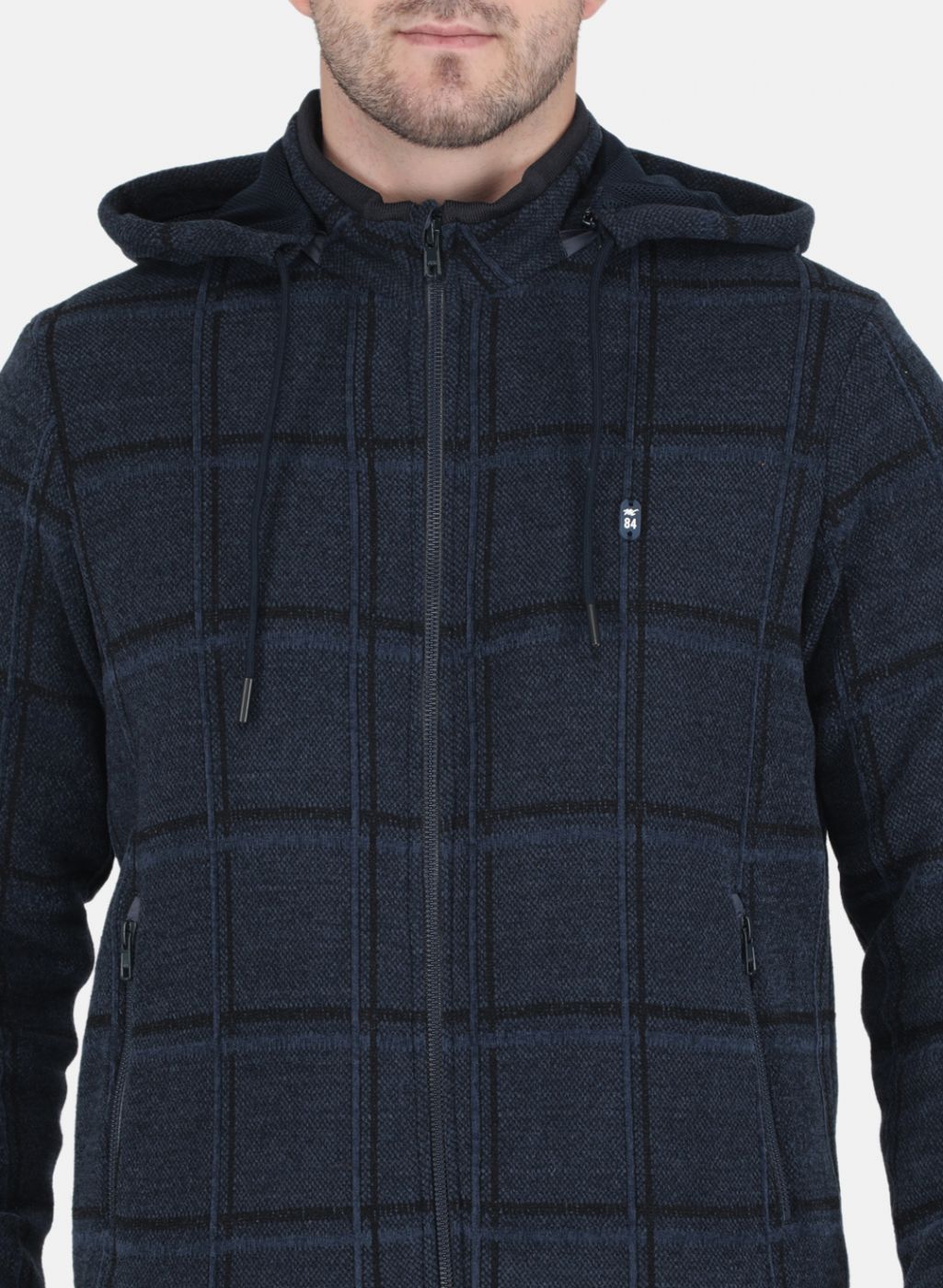 Men NAvy Blue Jaquard Jacket