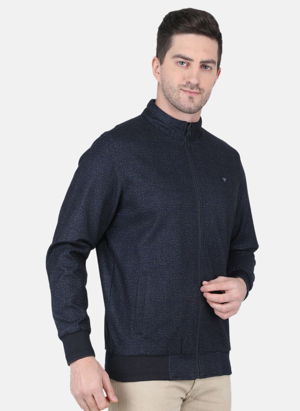 Men NAvy Blue Printed Jacket