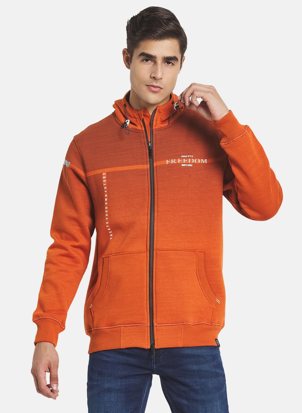 Men Orange Solid Sweatshirt