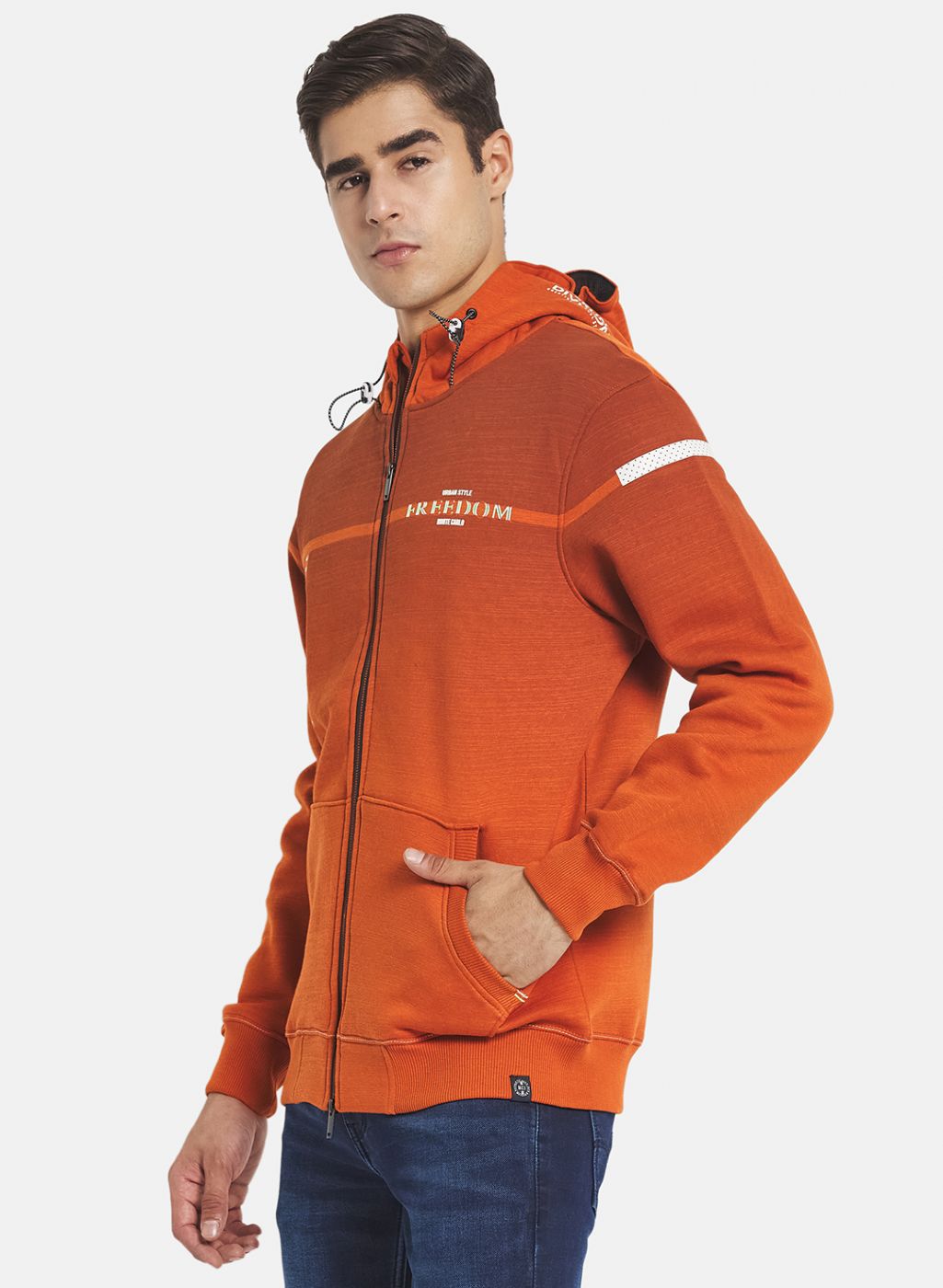 Men Orange Solid Sweatshirt