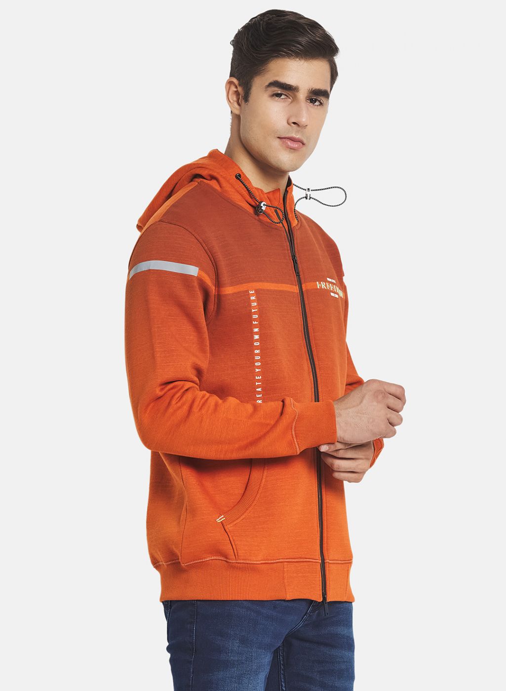 Men Orange Solid Sweatshirt