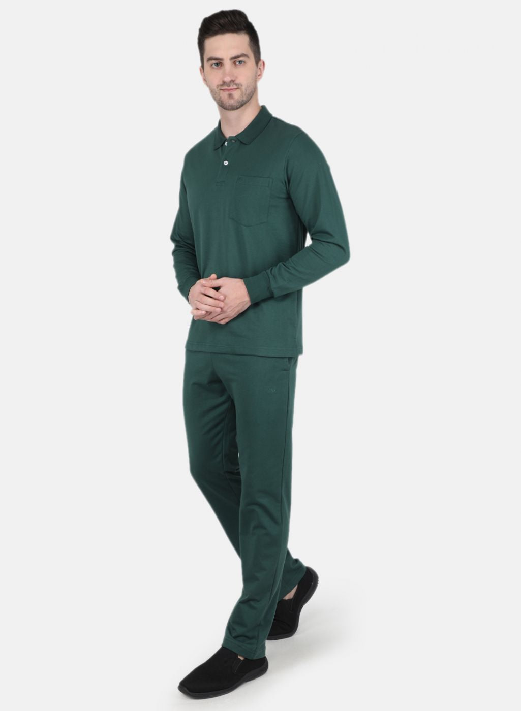 Men Green Solid Tracksuit