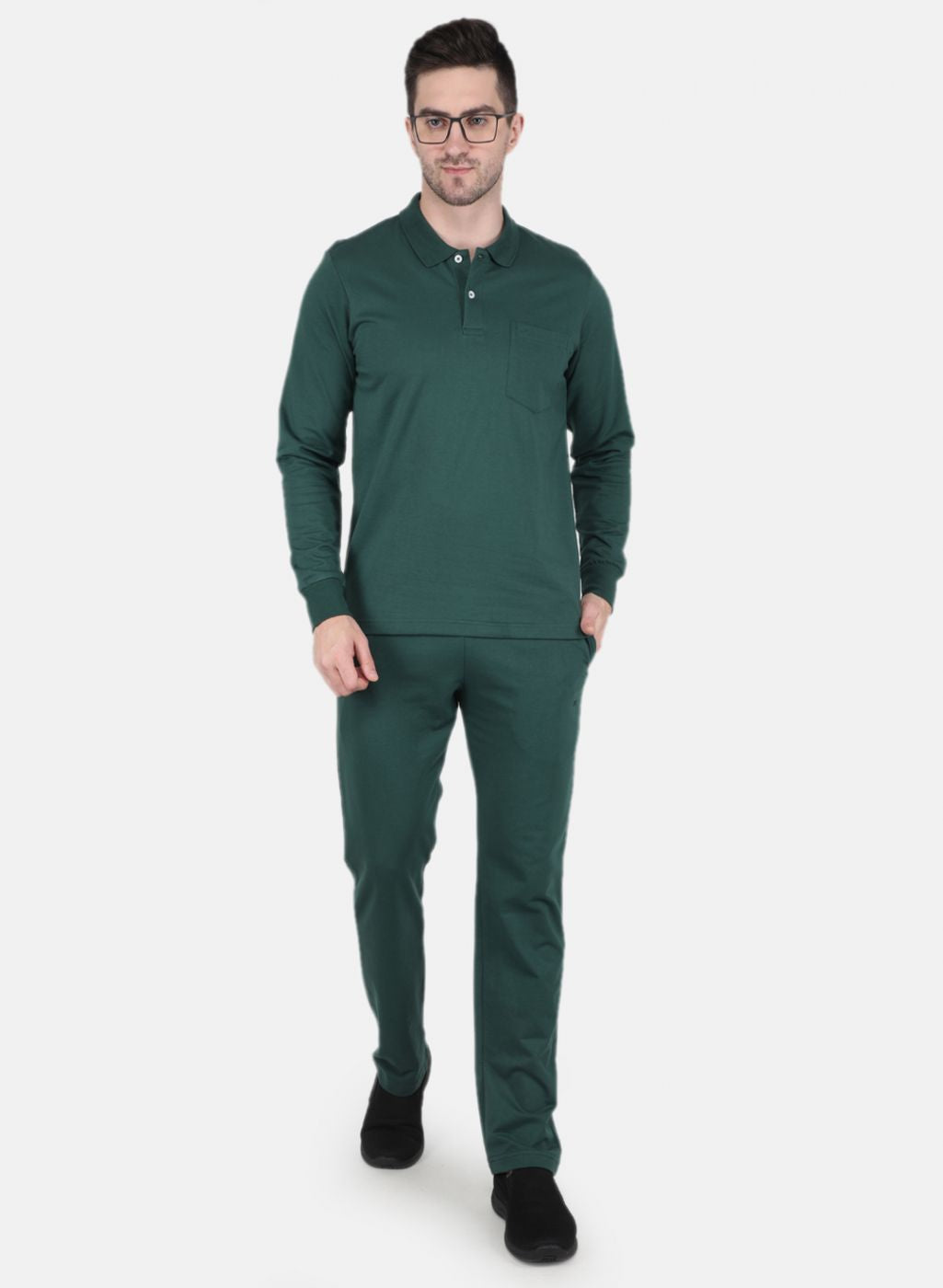 Men Green Solid Tracksuit