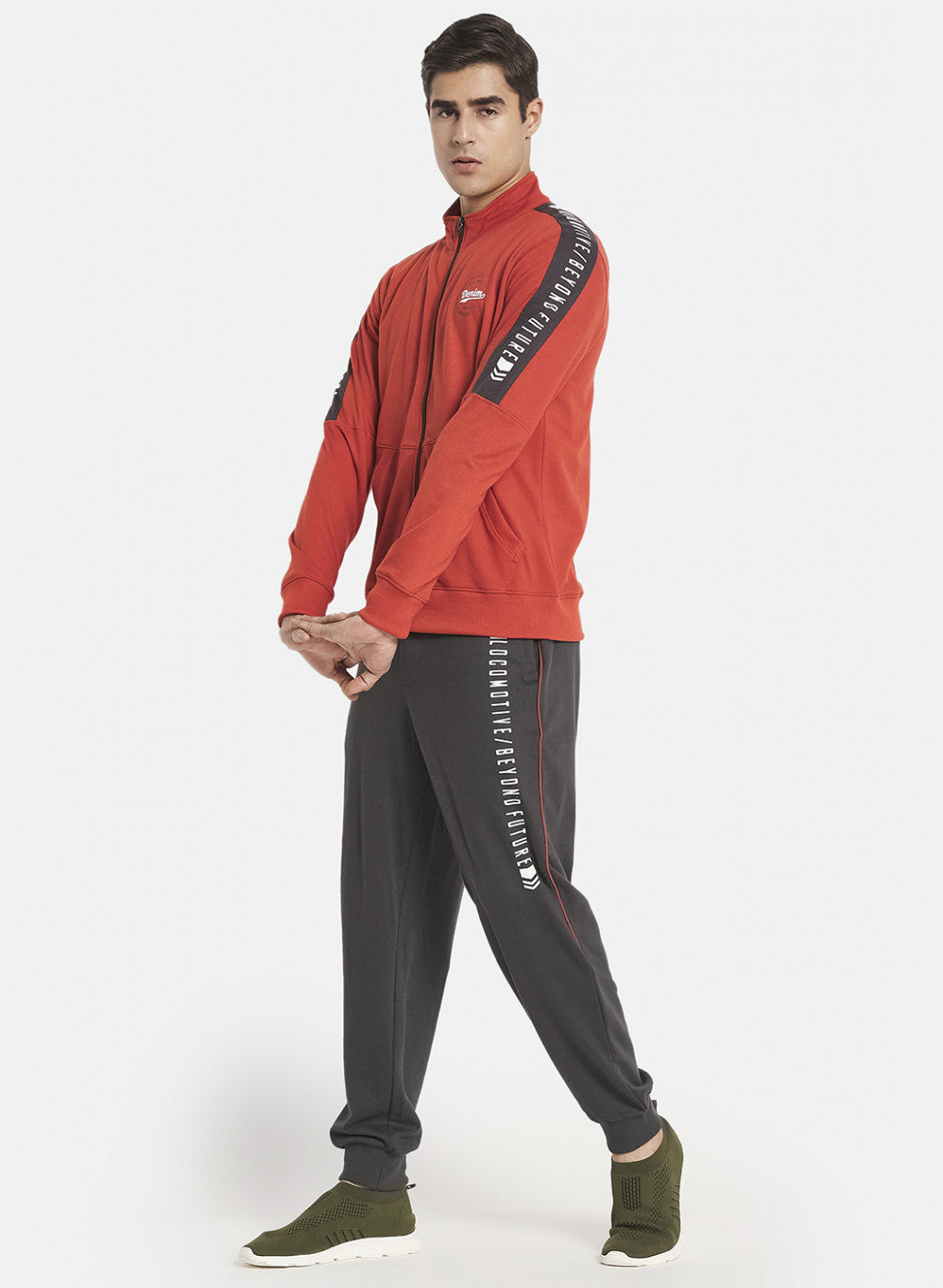 Men Rust Orange Light Weight Tracksuit