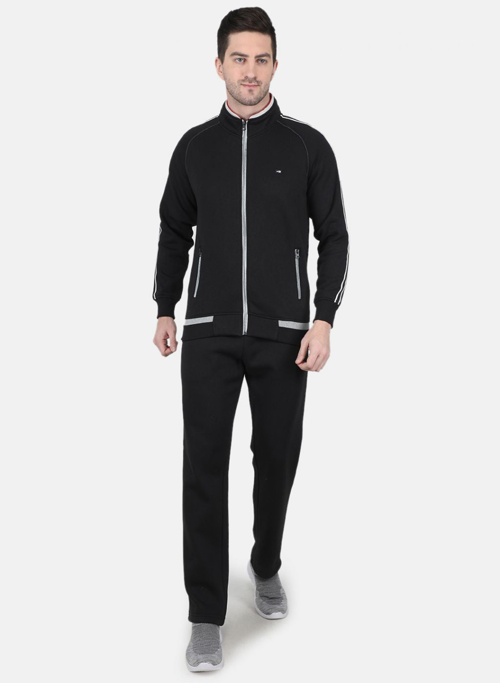 Men Black Solid Tracksuit