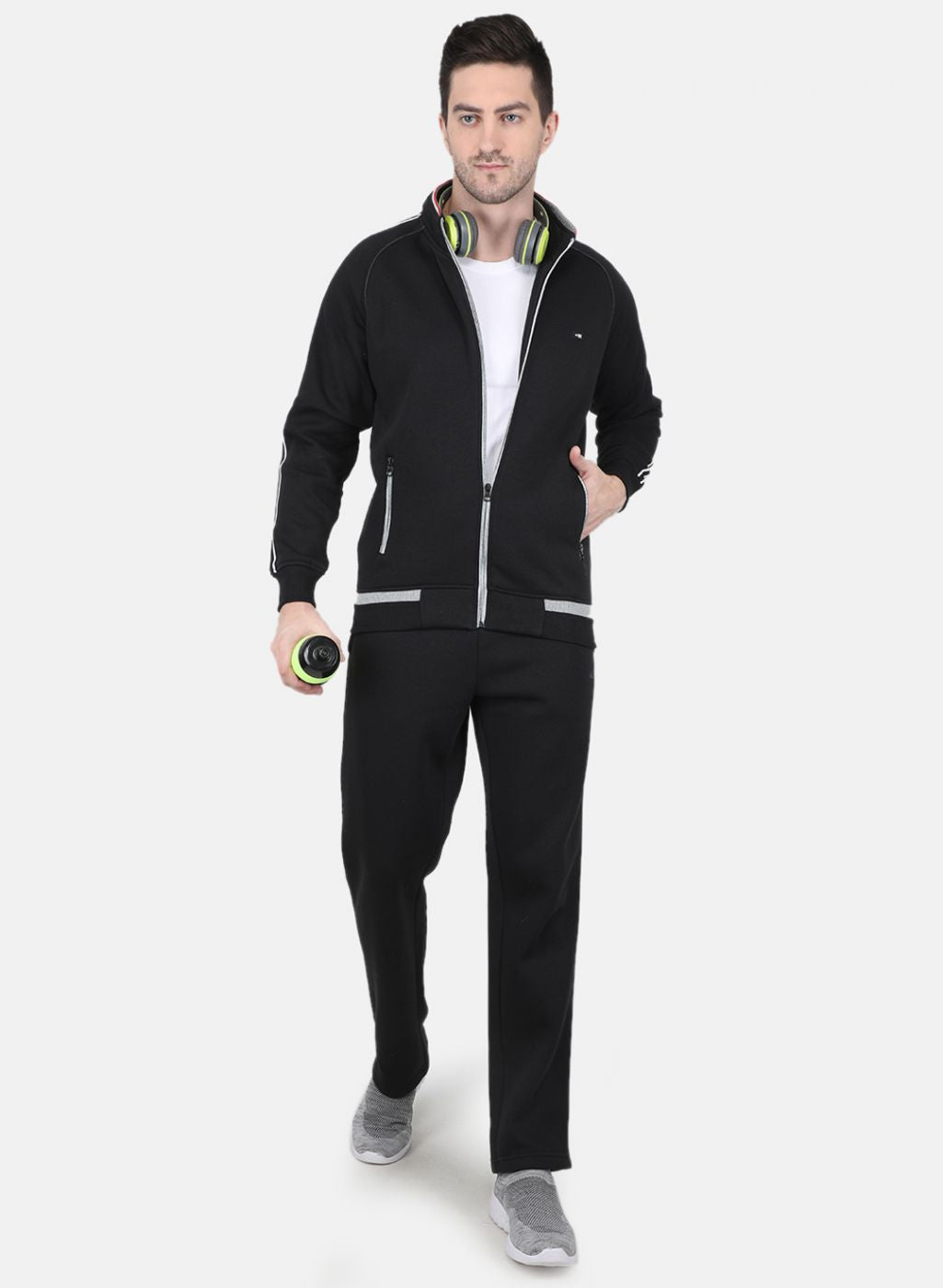 Men Black Solid Tracksuit