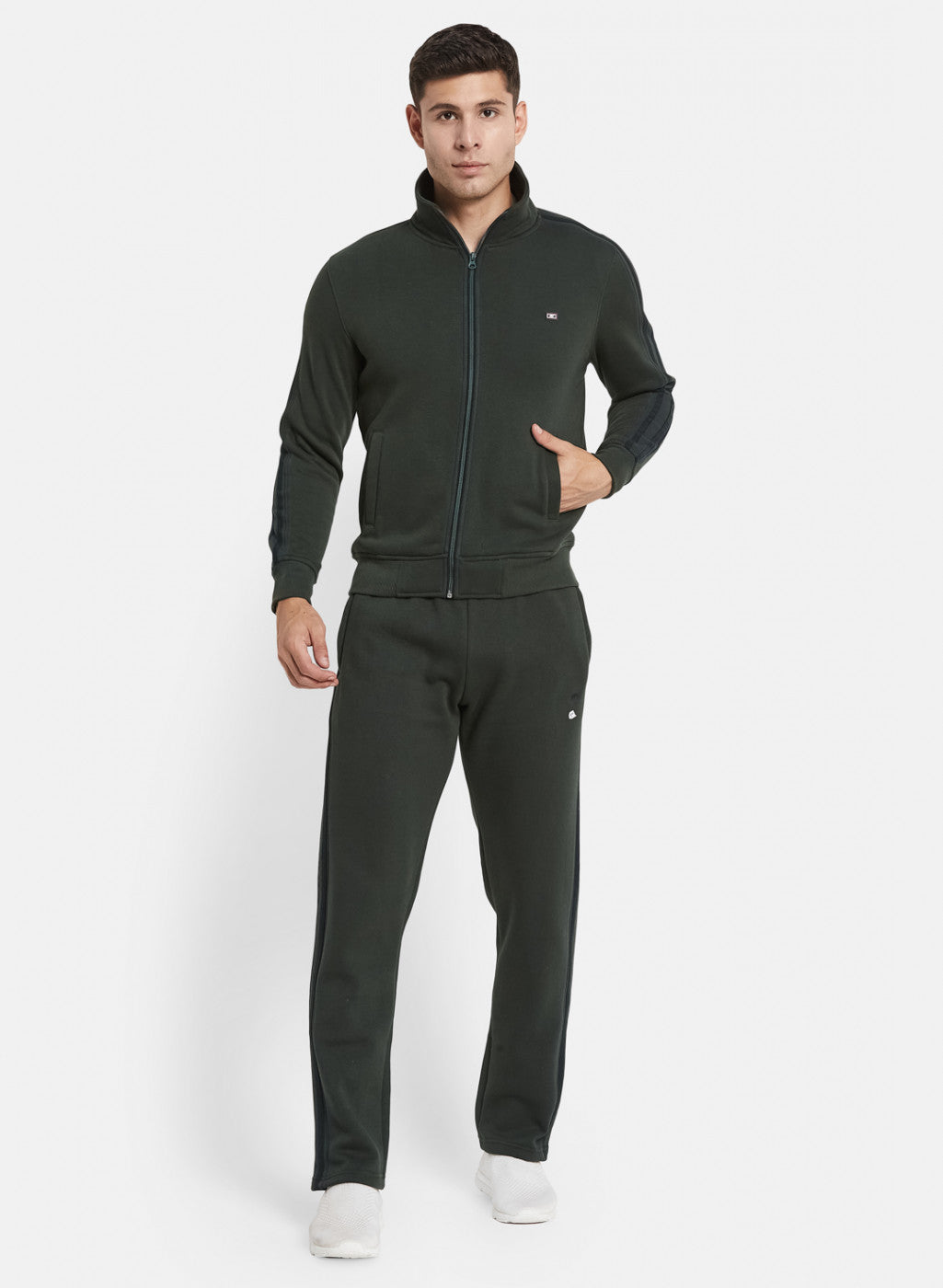 Men Green Tracksuit with Double piping on Sleeve