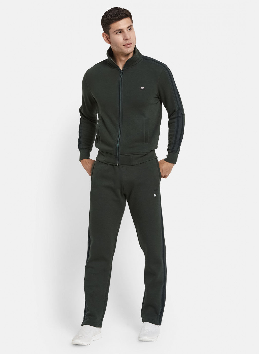 Men Green Tracksuit with Double piping on Sleeve