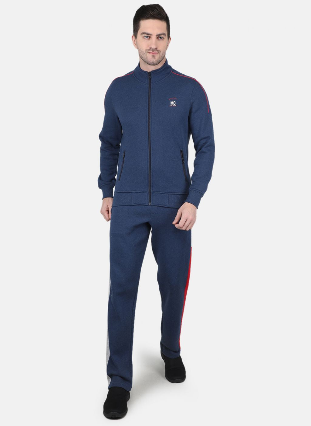 Men Blue Solid Tracksuit