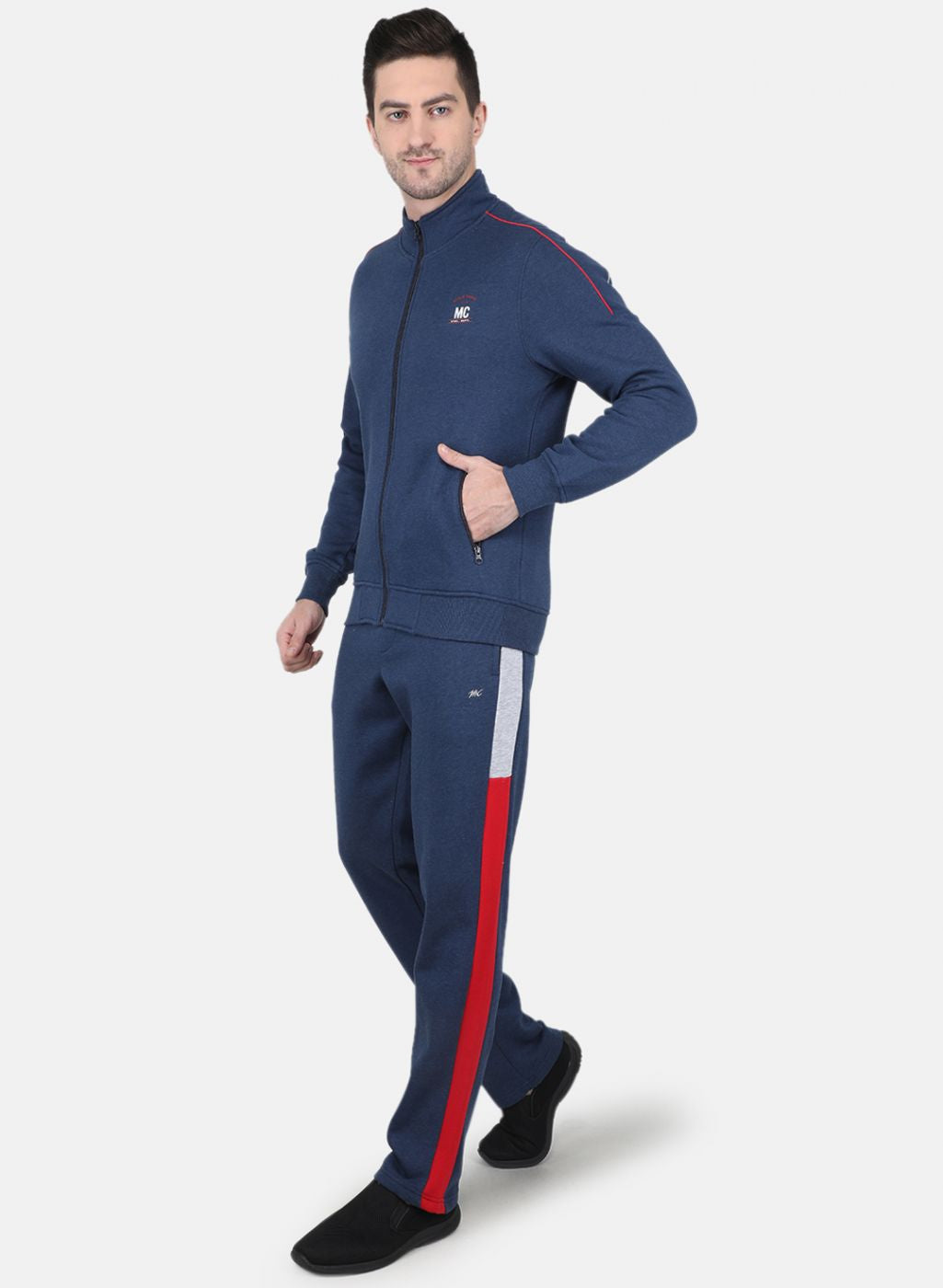 Men Blue Solid Tracksuit