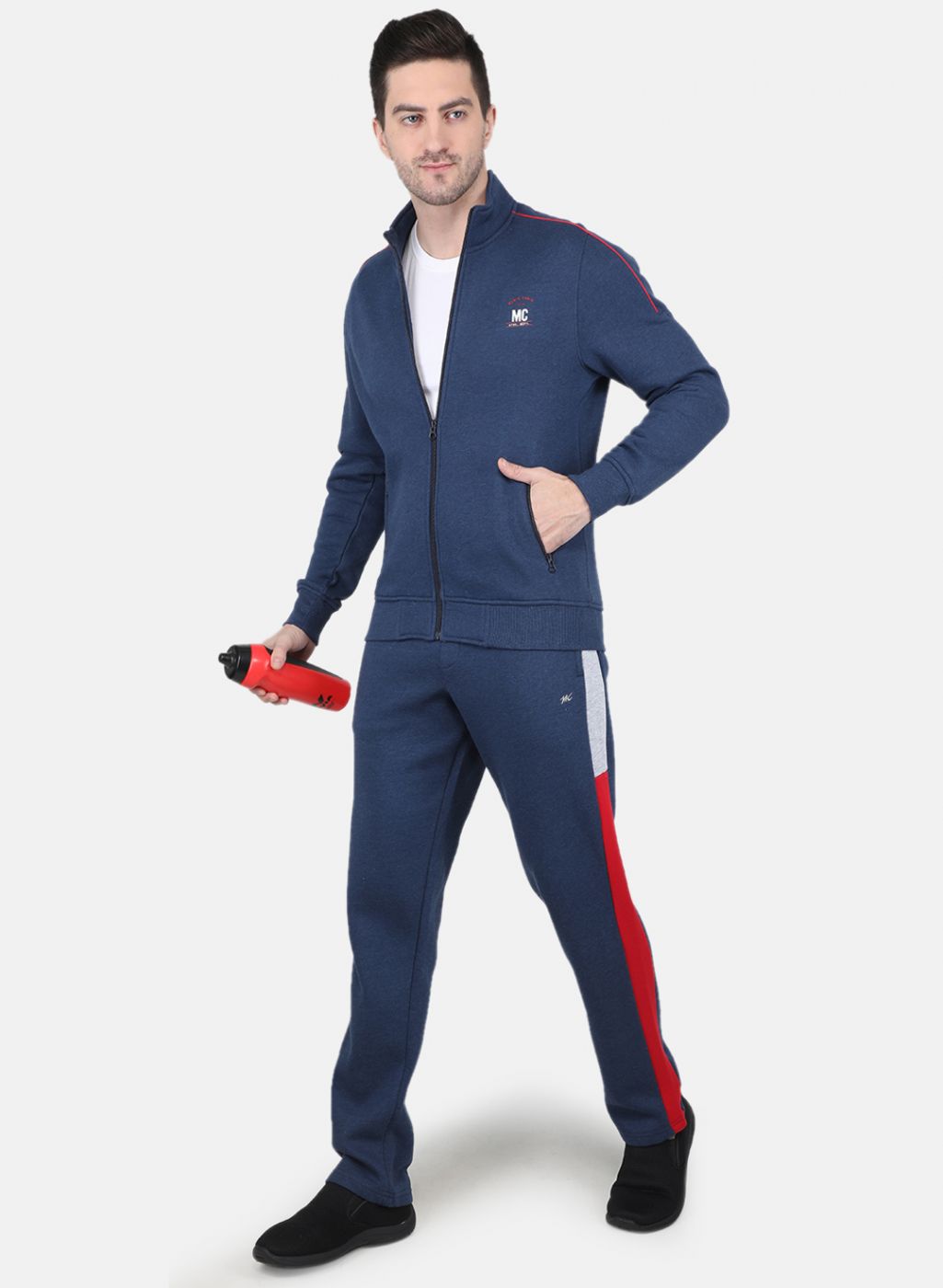 Men Blue Solid Tracksuit