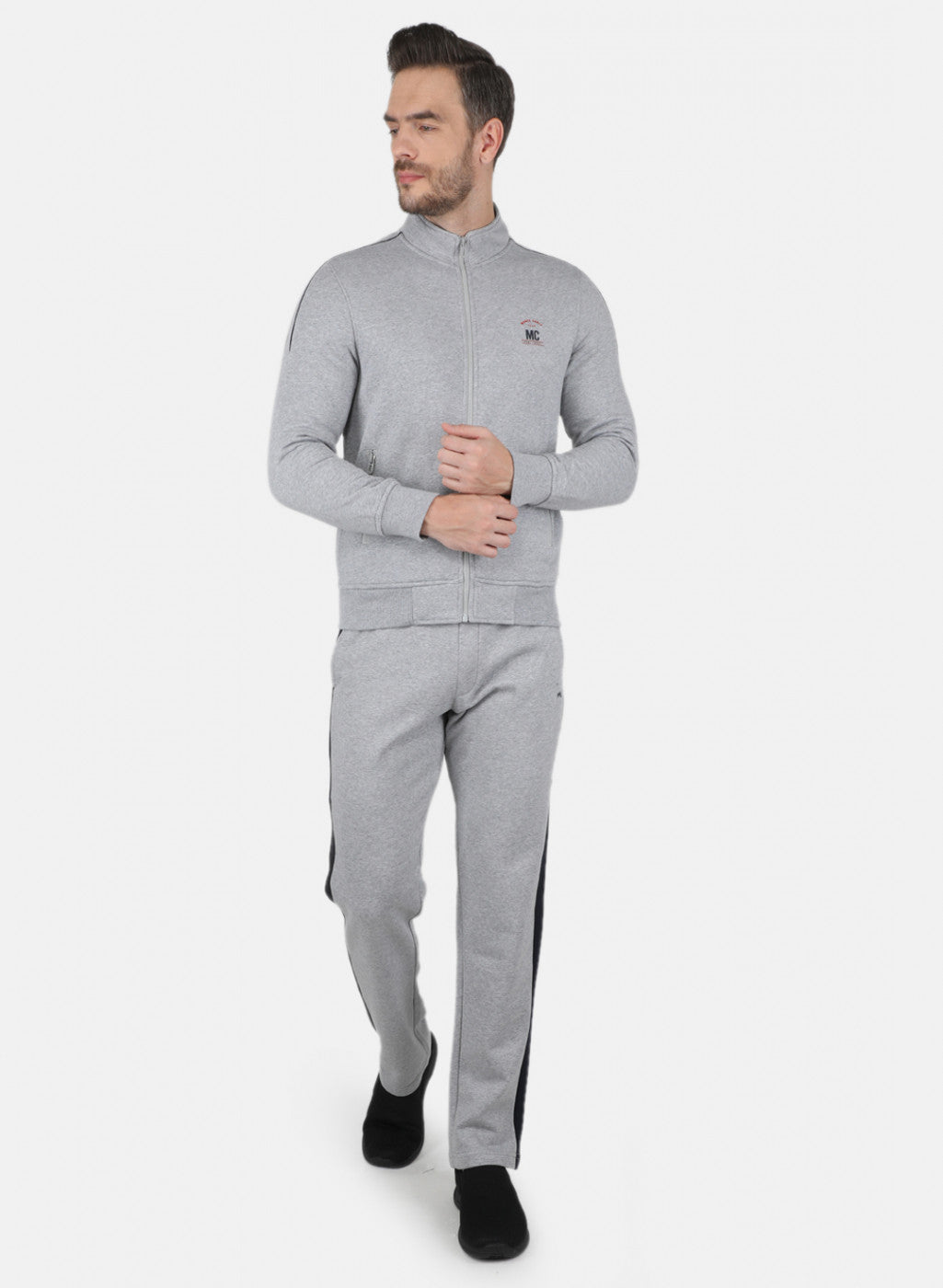 Men Grey Solid Tracksuit