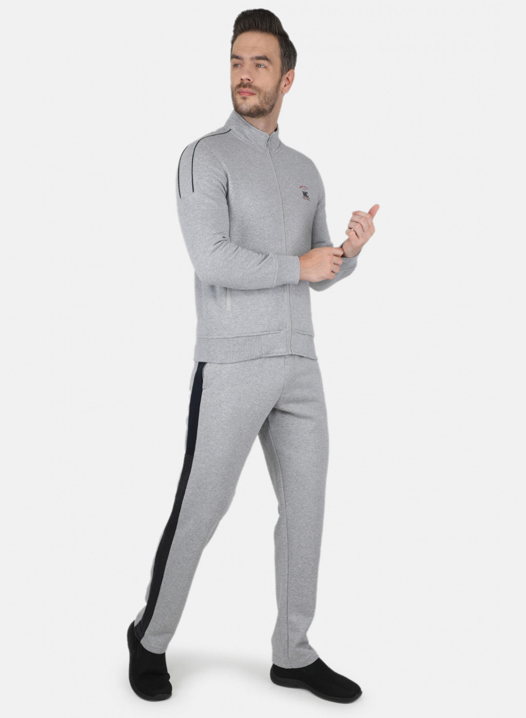 Men Grey Solid Tracksuit