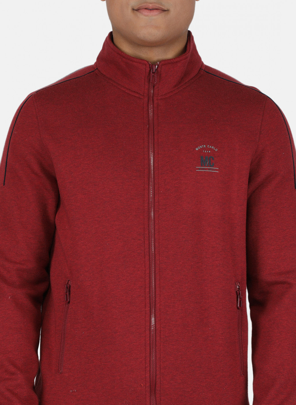 Men Maroon Solid Tracksuit