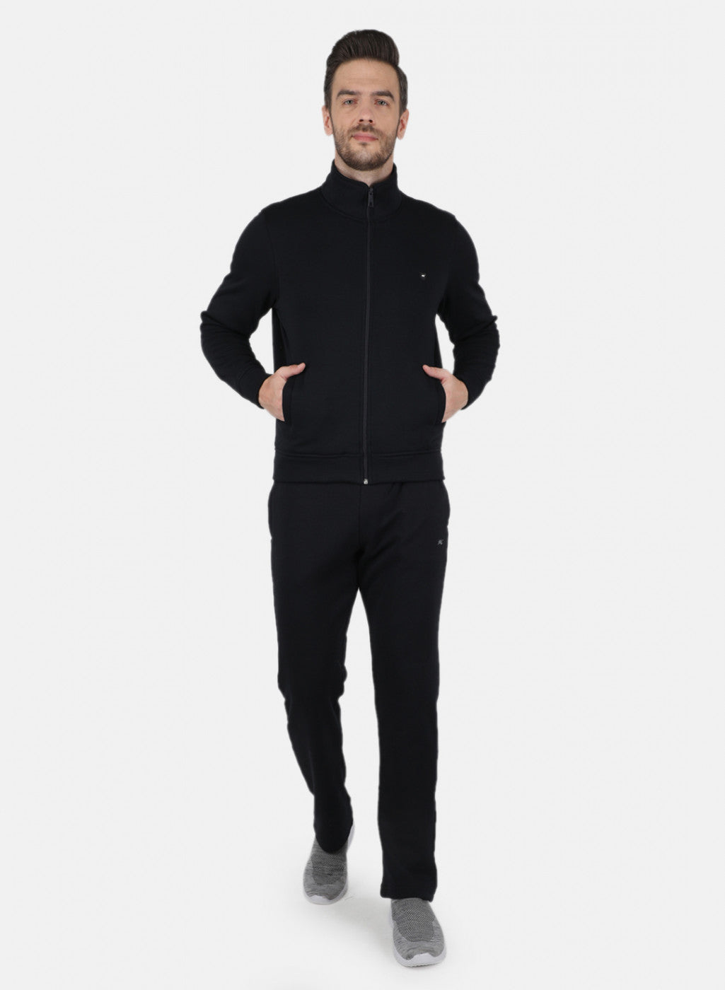 Men NAvy Blue Solid Tracksuit in Pile Fabric