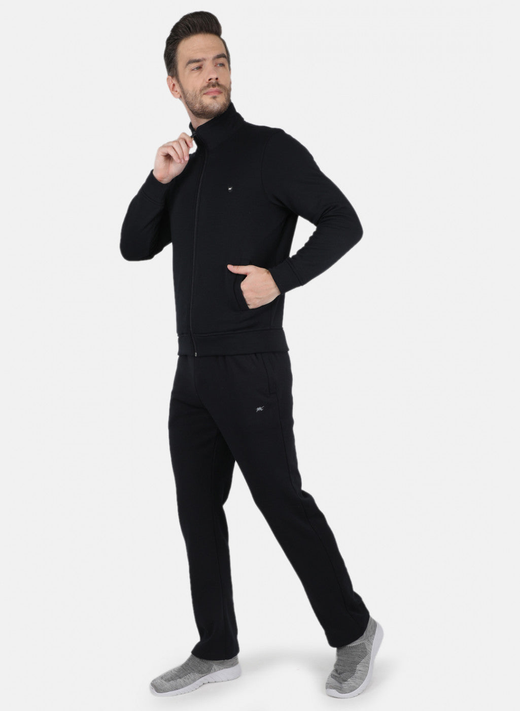 Men NAvy Blue Solid Tracksuit in Pile Fabric