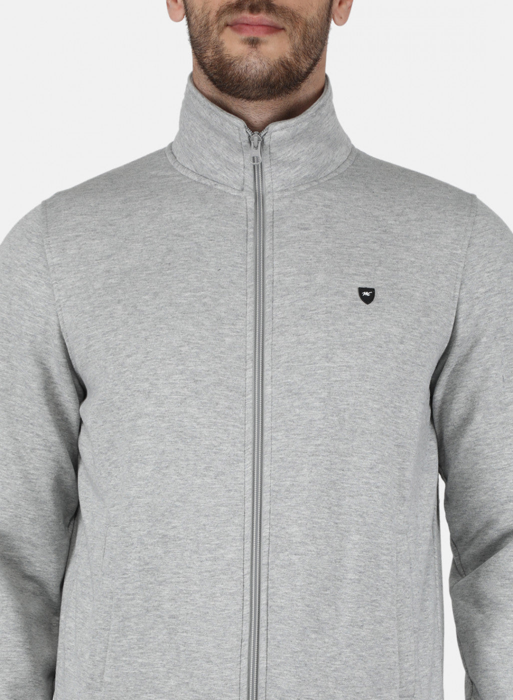 Men Grey Solid Tracksuit in Pile Fabric