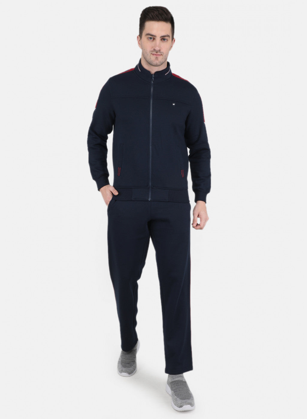 Men NAvy Blue Cut & Sew Tracksuit