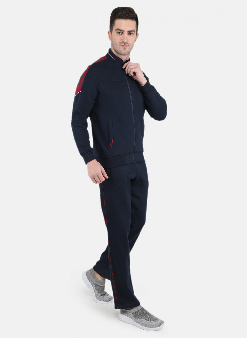 Men NAvy Blue Cut & Sew Tracksuit