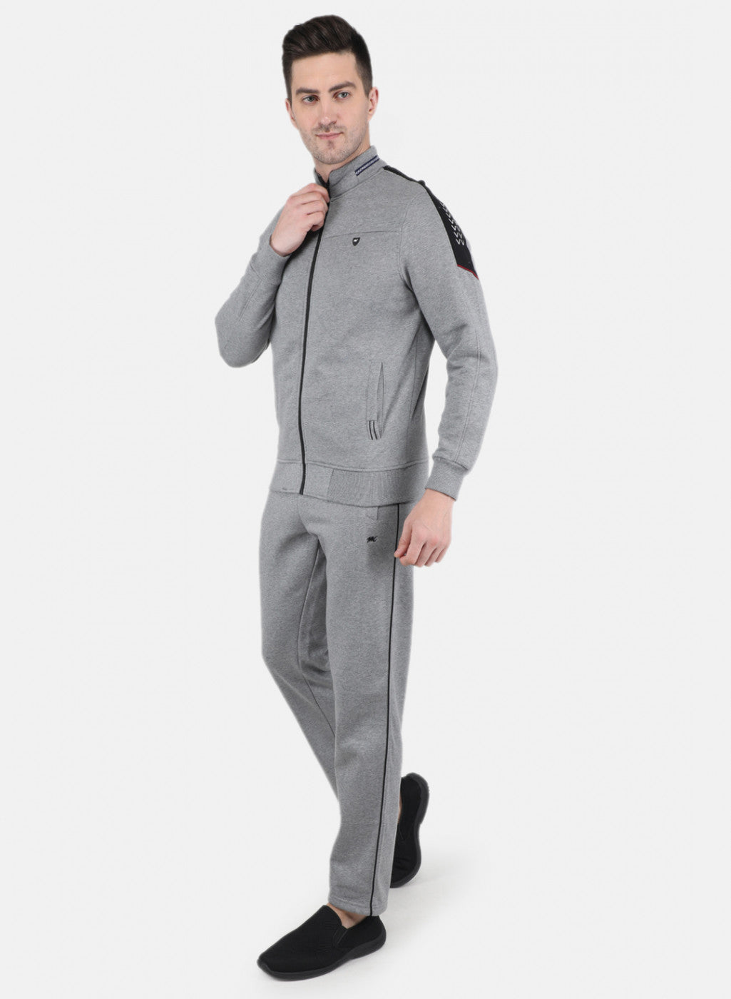 Men Grey Cut & Sew Tracksuit