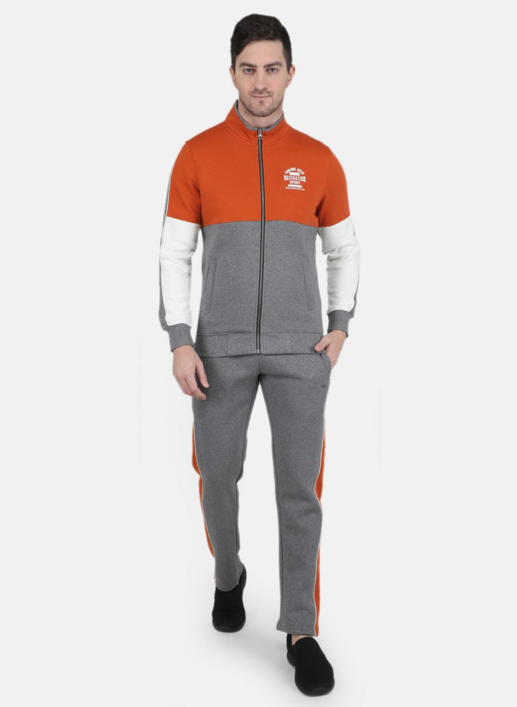 Men Orange Solid Tracksuit