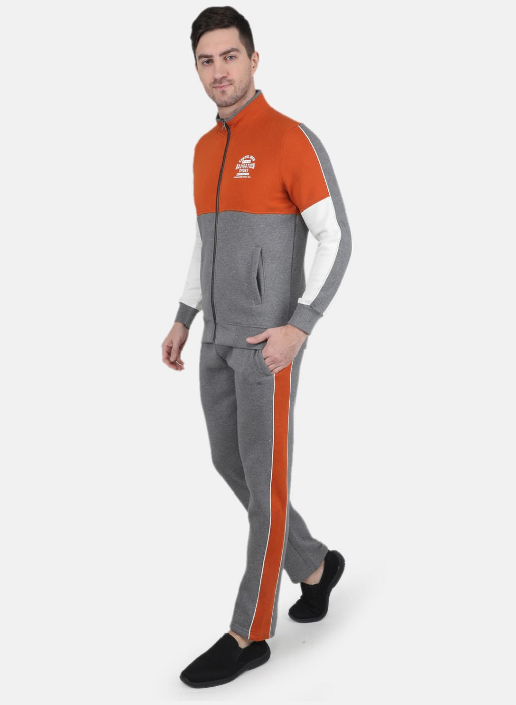 Men Orange Solid Tracksuit