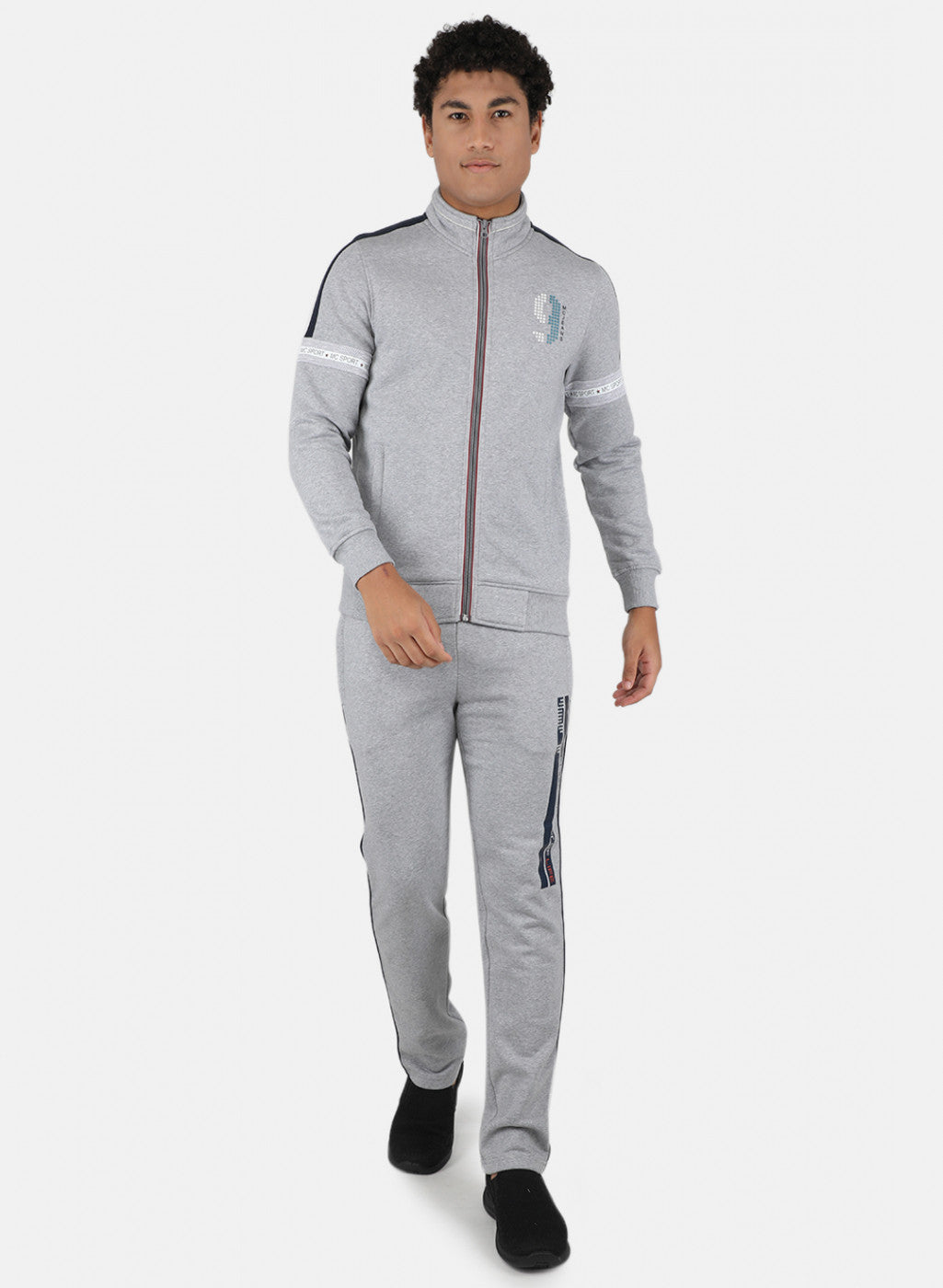 Men Grey Cut & Sew Tracksuit