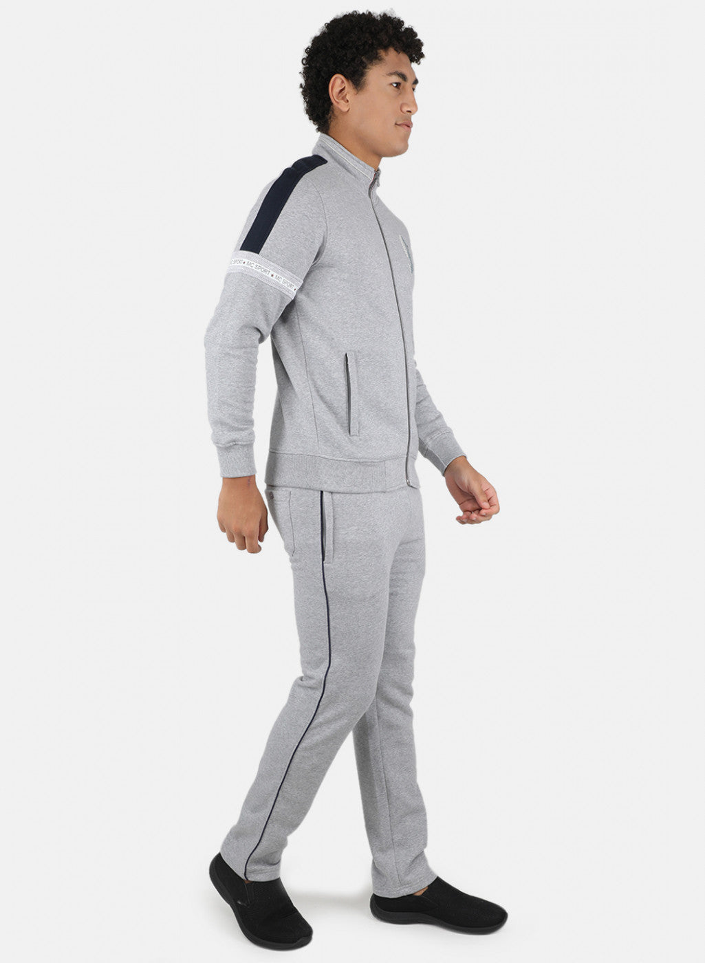 Men Grey Cut & Sew Tracksuit