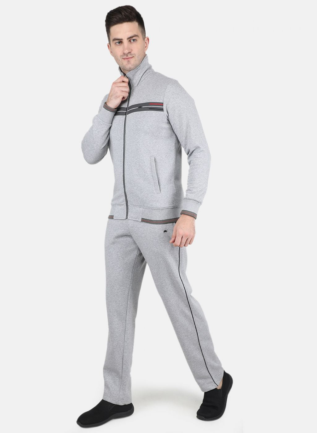 Men Grey Solid Tracksuit