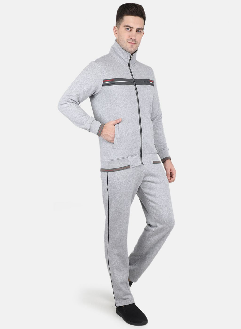 Men Grey Solid Tracksuit