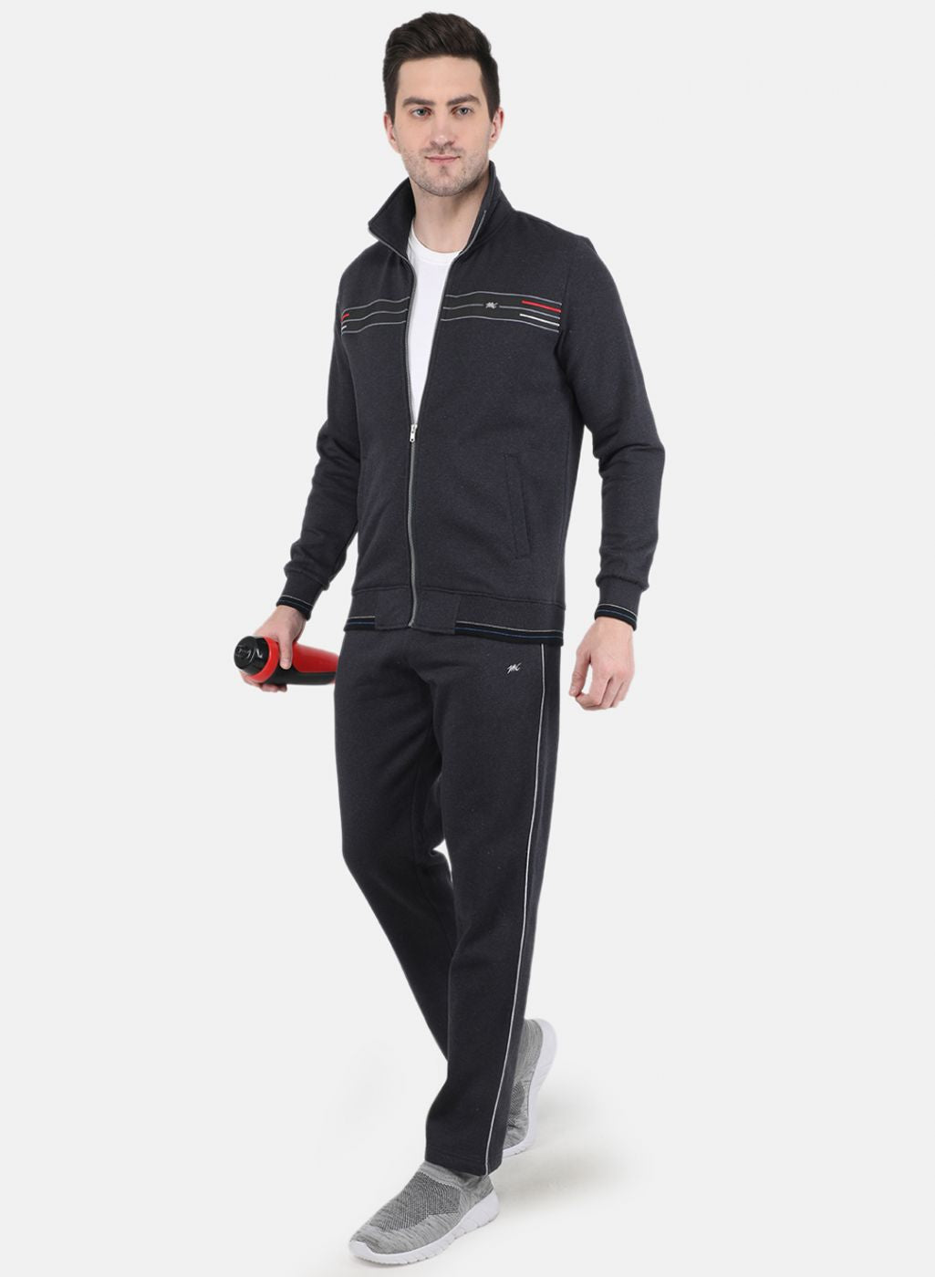 Men Grey Solid Tracksuit