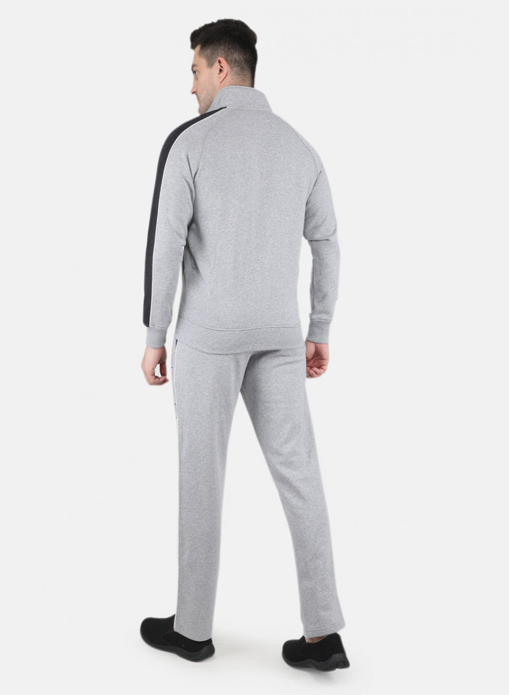 Men Grey Cut & Sew Printed Tracksuit