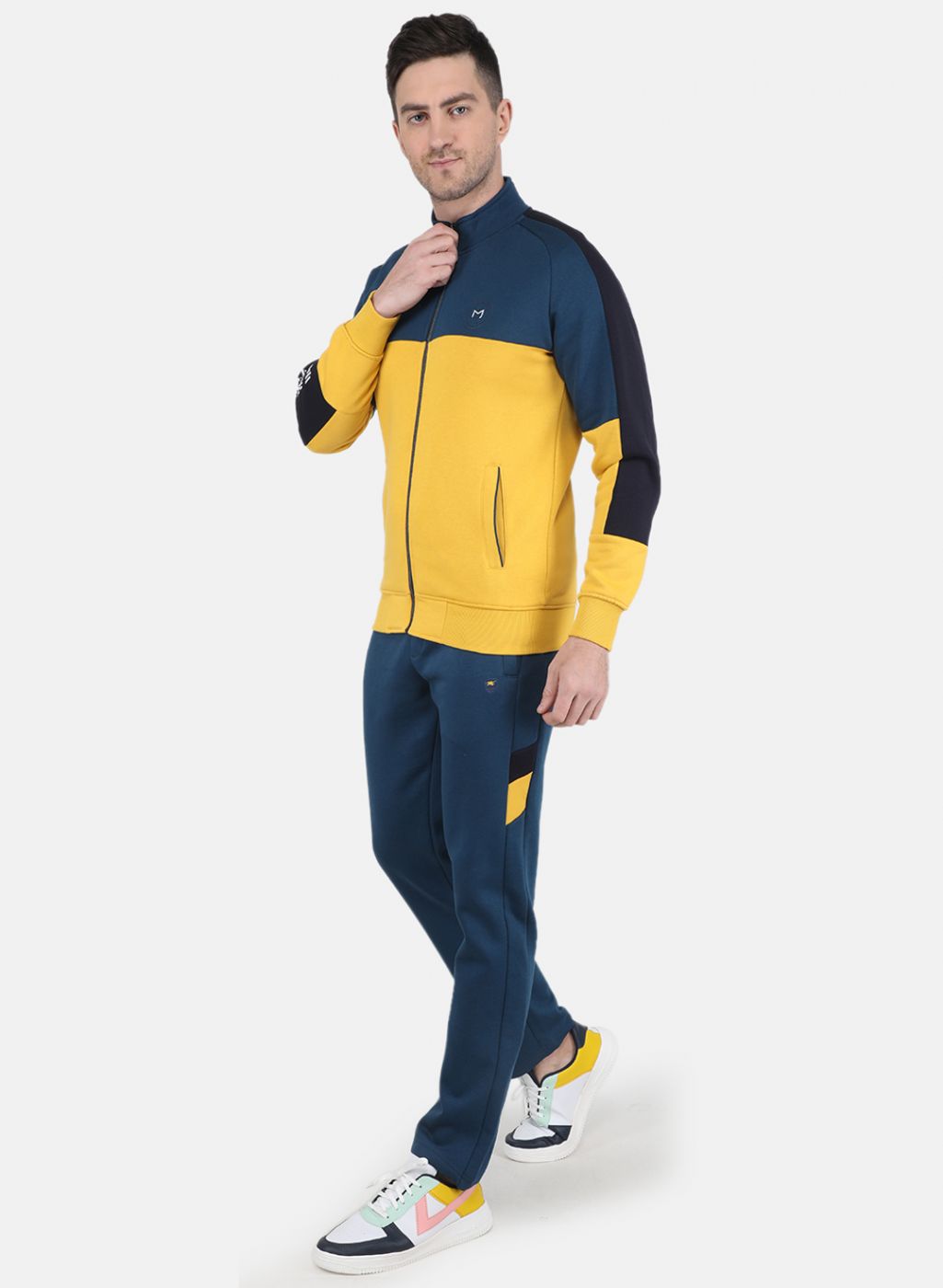 Men NAvy Blue Solid Tracksuit