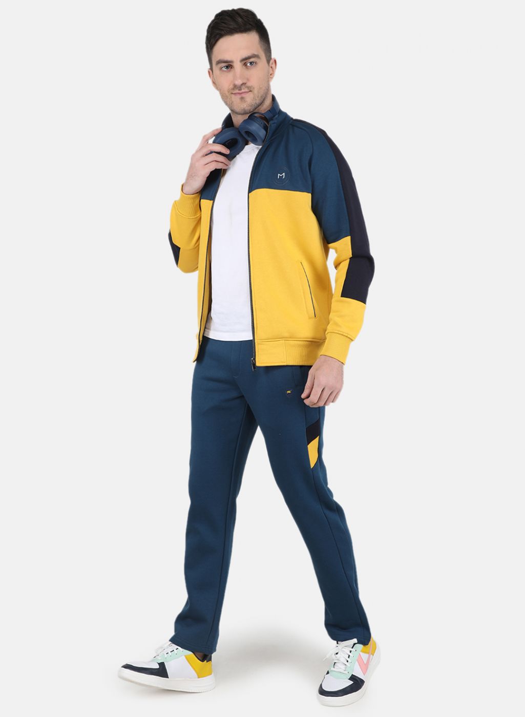 Men NAvy Blue Solid Tracksuit