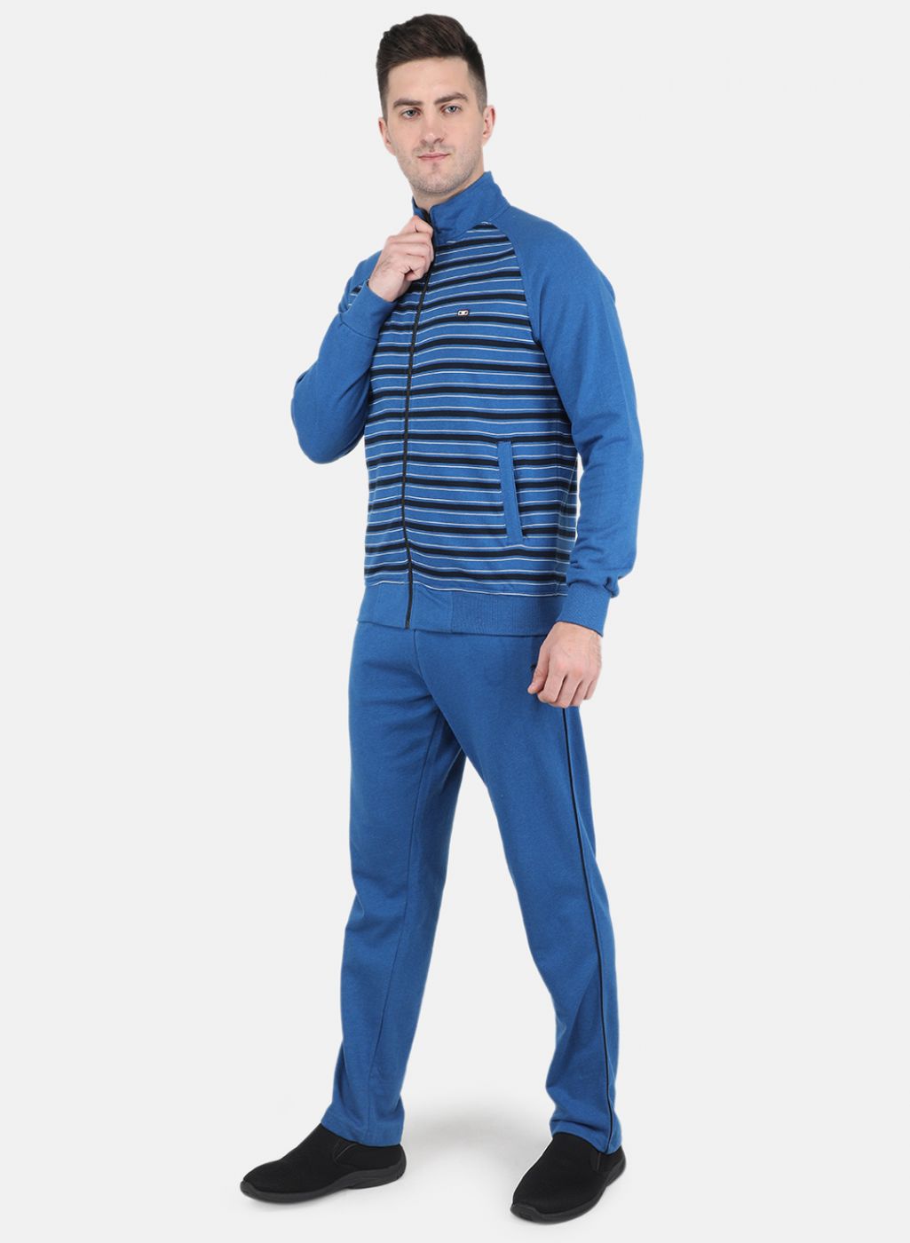 Men Blue Stripe Tracksuit