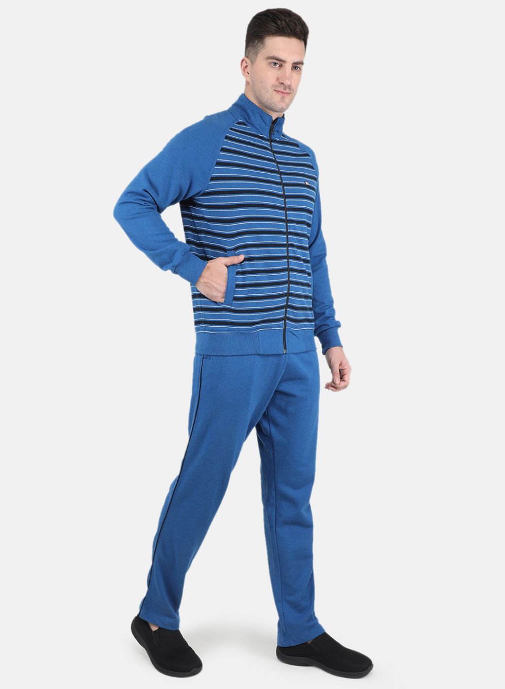 Men Blue Stripe Tracksuit