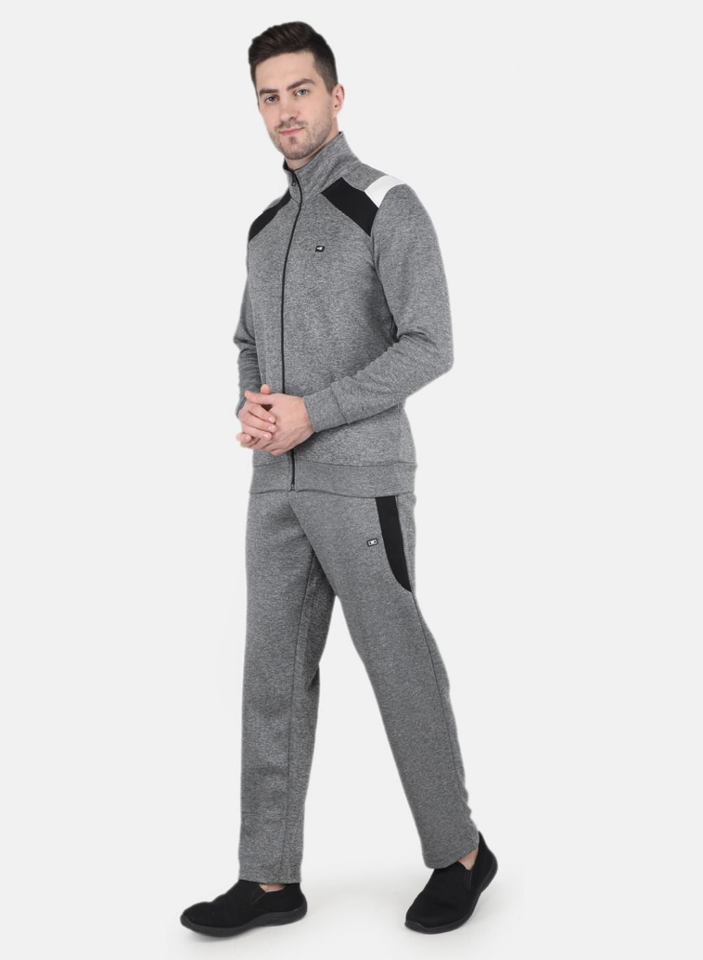 Men Grey Solid Tracksuit