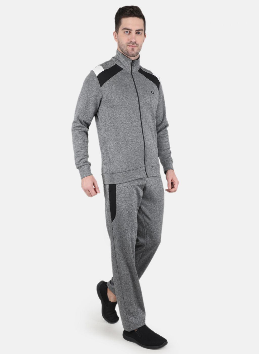 Men Grey Solid Tracksuit