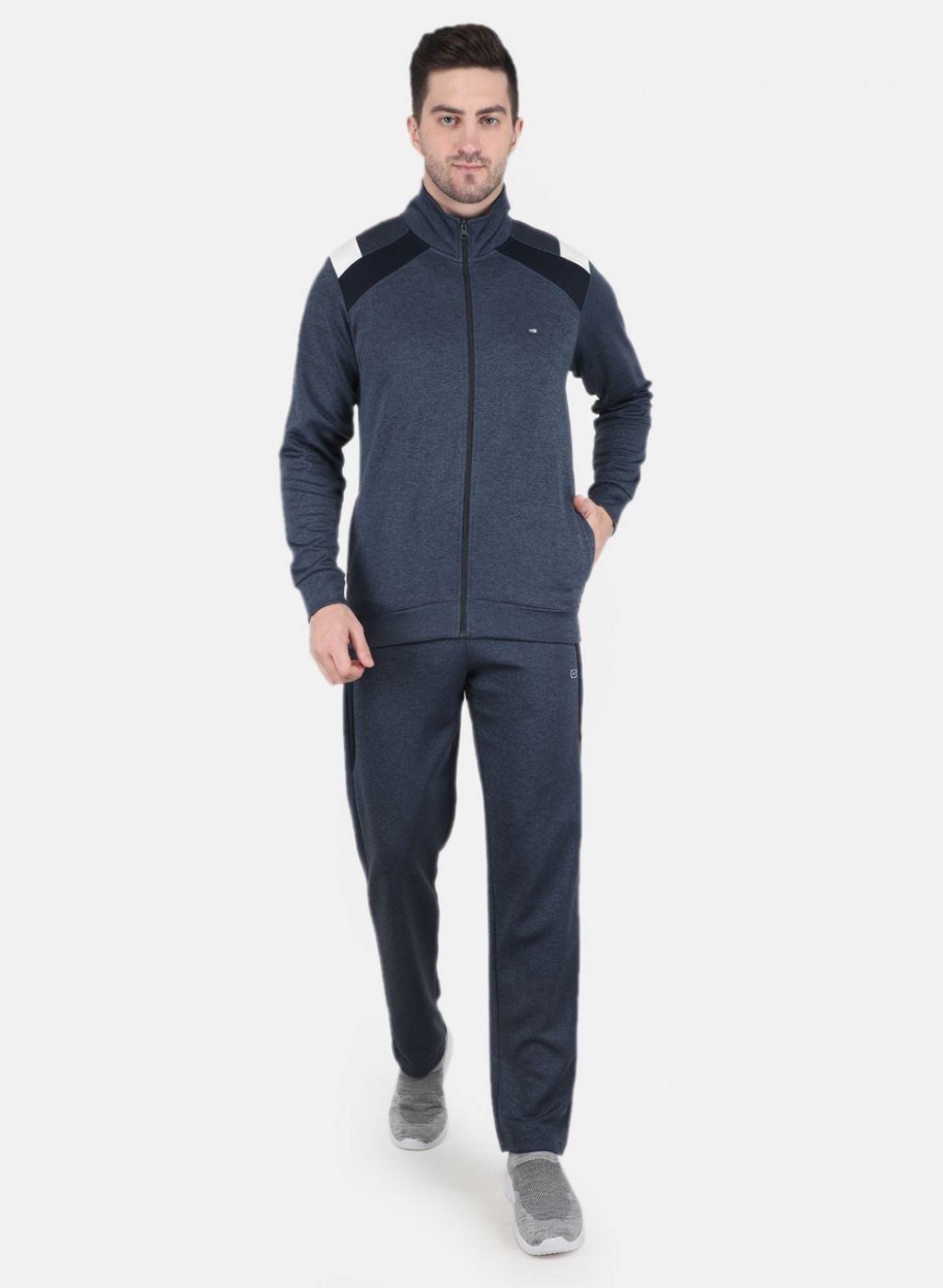 Men Blue Solid Tracksuit