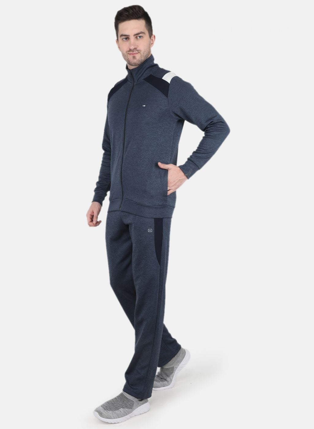 Men Blue Solid Tracksuit