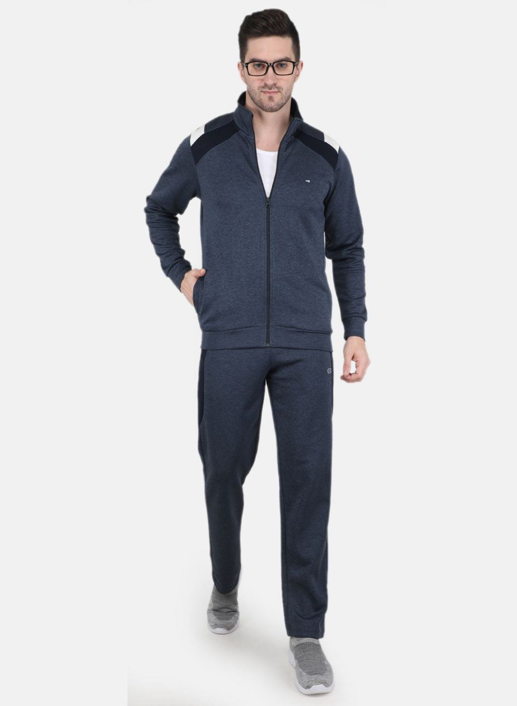 Men Blue Solid Tracksuit