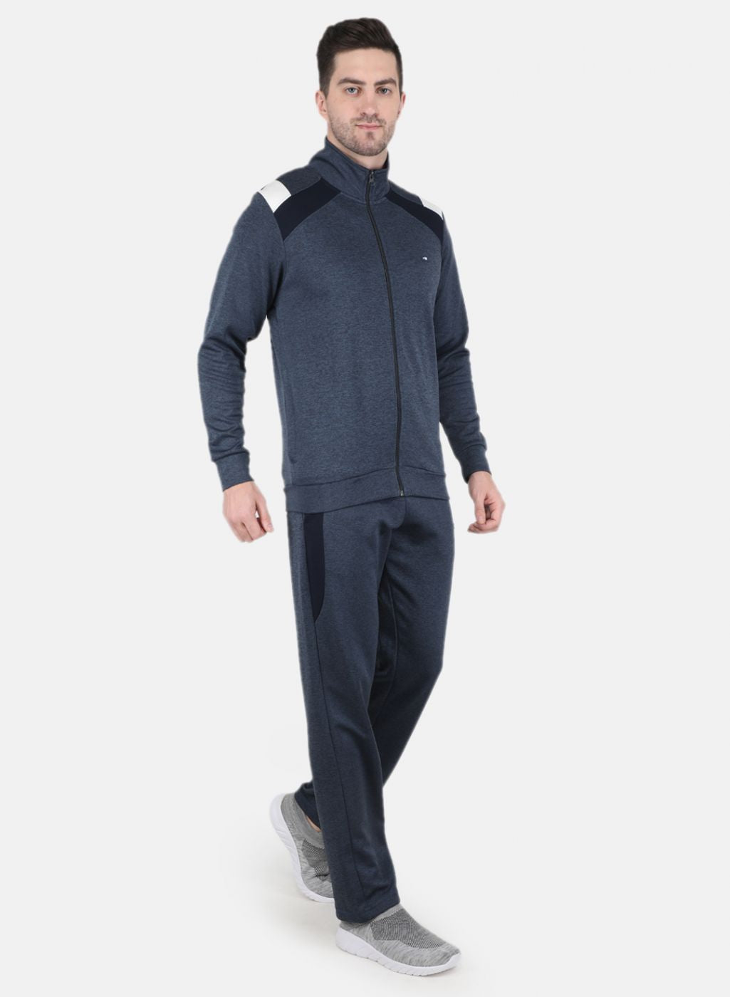 Men Blue Solid Tracksuit