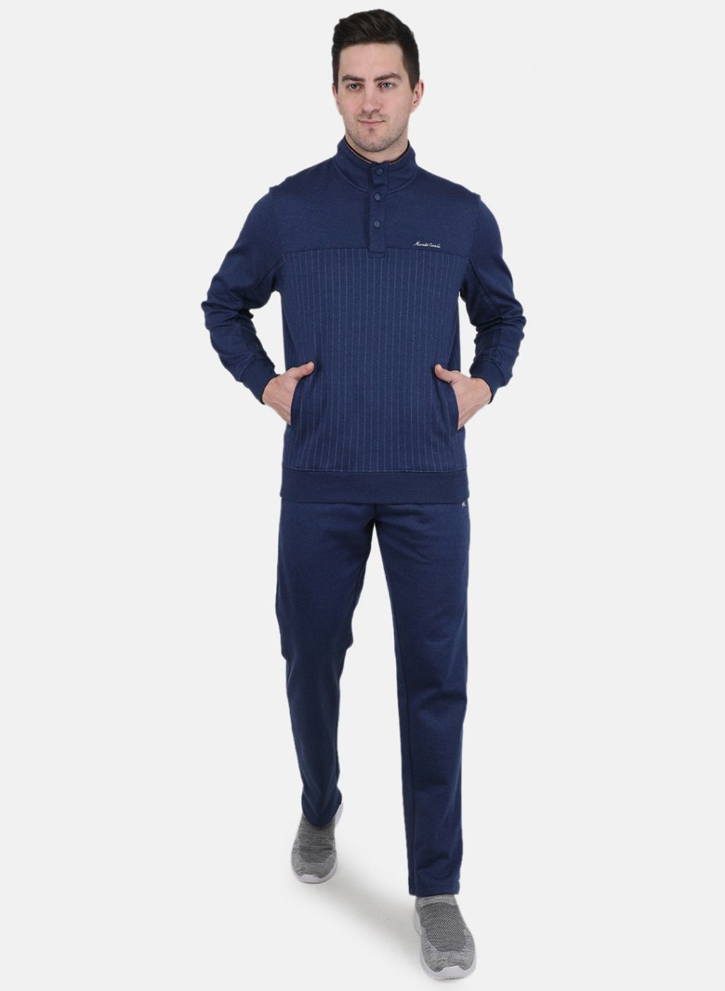 Men Blue Solid Tracksuit