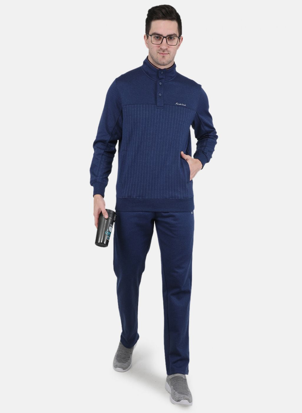 Men Blue Solid Tracksuit