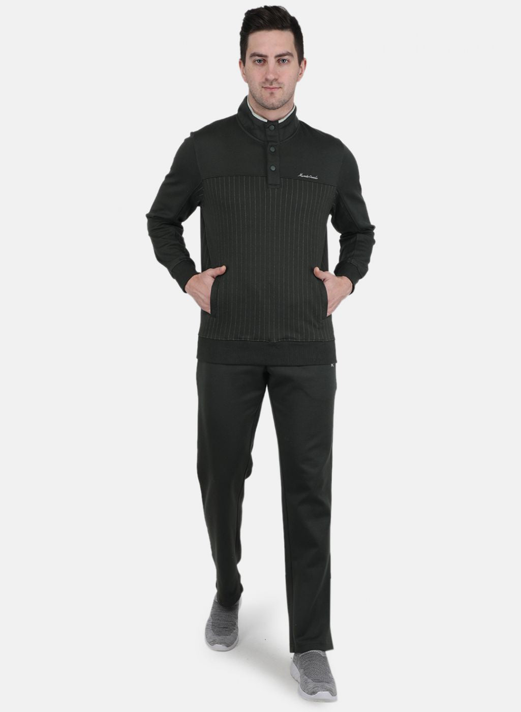 Men Olive Solid Tracksuit