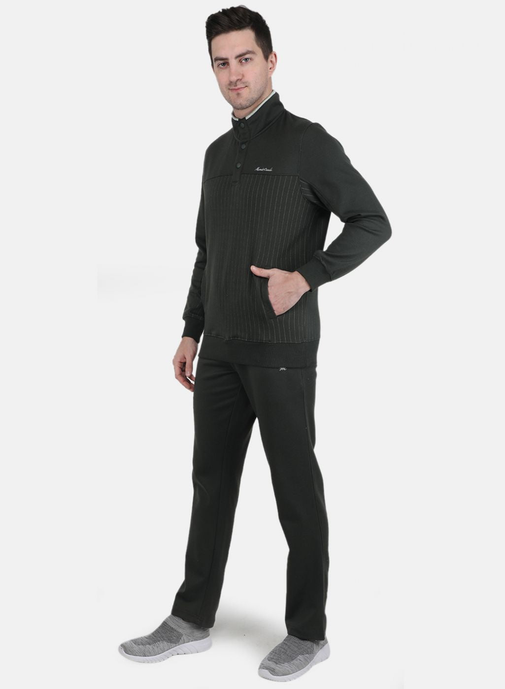 Men Olive Solid Tracksuit