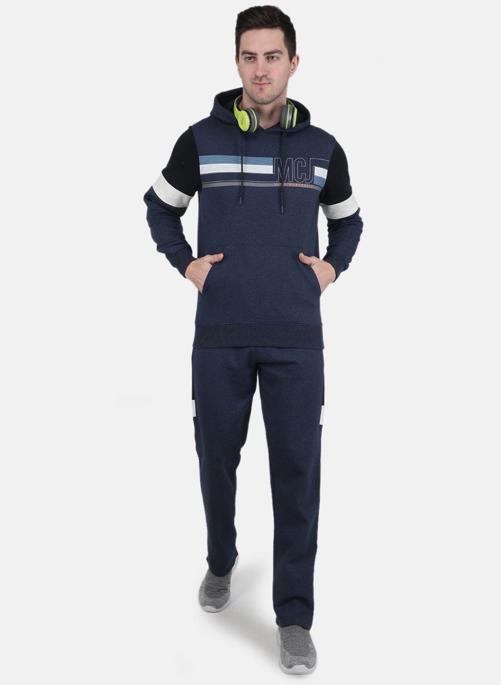 Men Blue Solid Tracksuit